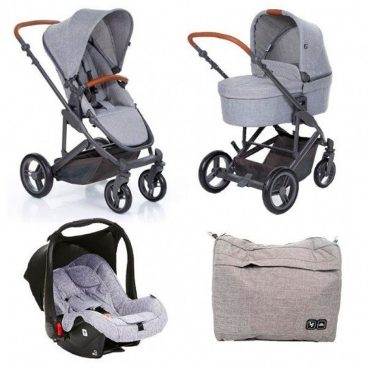 Carrinho Para Bebê Abc Design Como 4 Trio System Acompanha Moisés Carry Cot E Bebê Conforto Risus Desde o Nascimento Até 22 kg Woven Grey