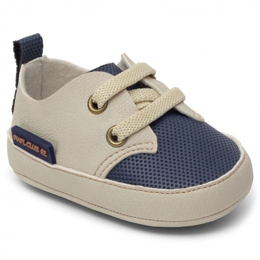 Sapato Infantil Masculino Off White/ Azul Fase 1 Tamanho 3 Pimpolho