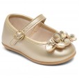 Sapato Infantil Feminino Dourada Velcro Fase 1 Tam 3 Pimpolho