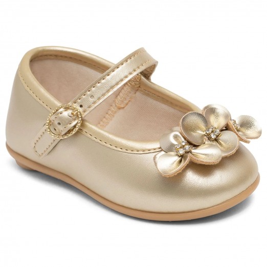 Sapato Infantil Feminino Dourada Velcro Fase 1 Tam 1 Pimpolho
