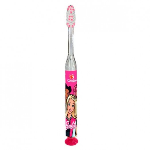 Escova de Dentes Infantil Para Menina Rosa Com Luz Que Pisca Barbie Condor