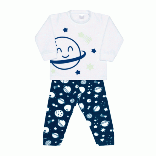 Pijama Infantil De Soft Brilha No Escuro Planeta 8 Anos Dedeka