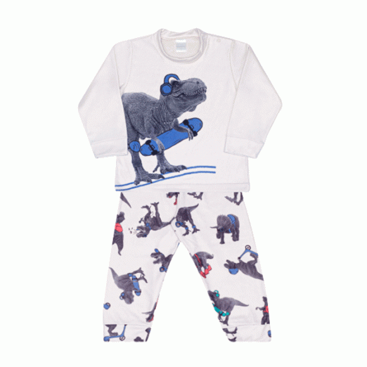 Pijama Infantil Microsoft Sublimado Dino 3 Anos Dedeka