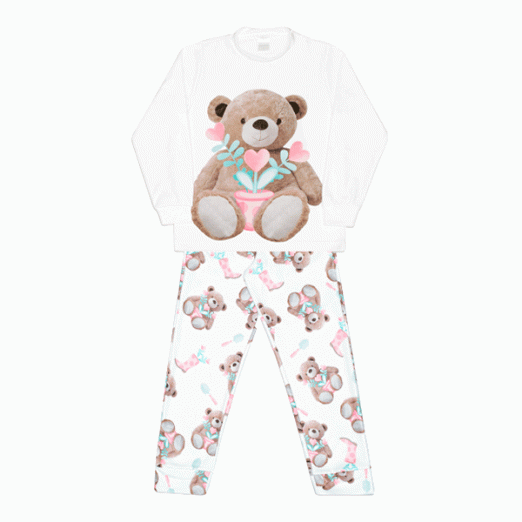 Pijama Infantil Microsoft Sublimado Ursas 8 Anos Dedeka