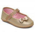 Sapato Feminino Infantil Injeção Dourado Velcro Fase 2 Tam 18 Pimpolho