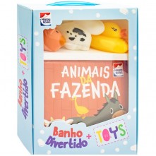 Livro Banho Divertido + Toys Animais Da Fazenda Happy Books