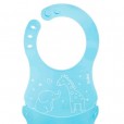 Babador Infantil de Silicone Azul Fecho Regulável Para Bebê Buba