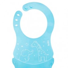 Babador Infantil de Silicone Azul Para Bebê Buba 