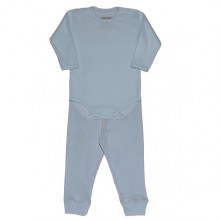 Conjunto Body e Calça Canelado Para Bebê Azul Retrô Tam RN Dedeka