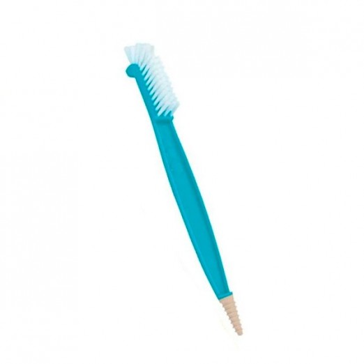 Escova azul para mamadeira com limpa bico kababy