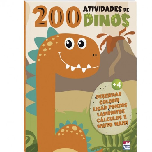 Livro 200 Atividades De Dino Desenhar Colorir Ligar Pontos Happy Books