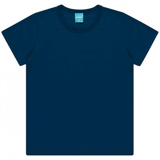 Camiseta Infantil Para Menino Azul Marinho Em Algodão Kamylus Tam 06 Anos