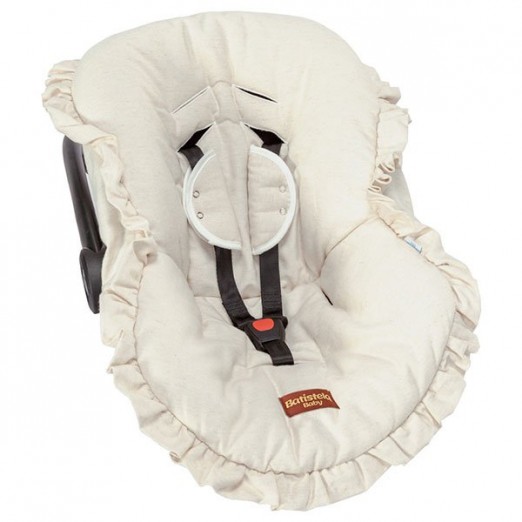 Capa Para Bebê Conforto Com Protetor de Cinto Bege Batistela Linho