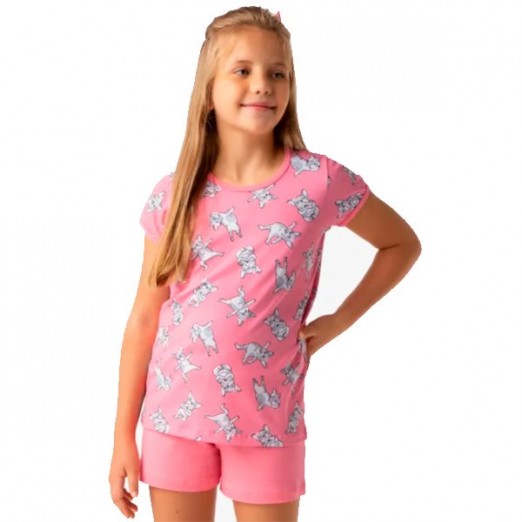 Pijama Curto Infantil Feminino 8 Anos Yoga Dog  Dedeka