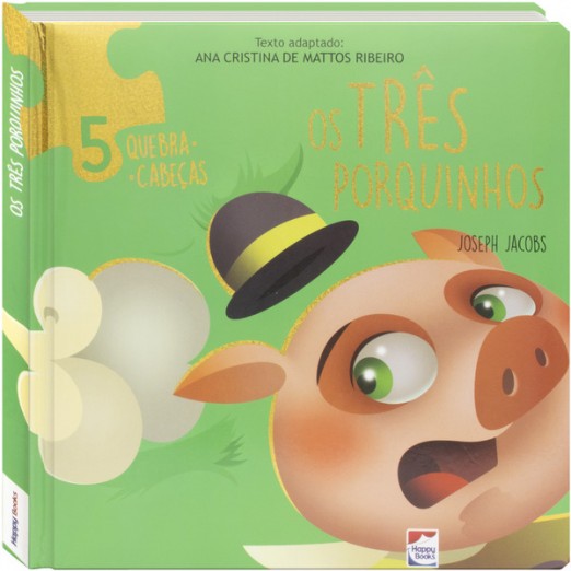 Livro Infantil Clássicos em Quebra-Cabeças Os Três Porquinhos Happy Books