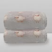 Cobertor Infantil  Luxo Ovelha Cinza Laço Bebê