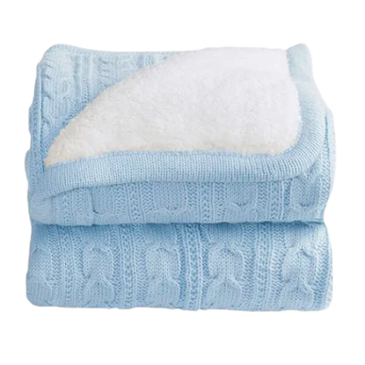 Cobertor Infantil  Sherpam  Azul Bebe Laço Bebê