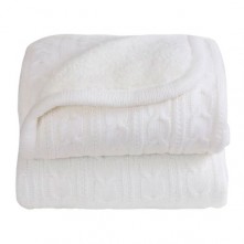 Cobertor Infantil Sherpa Fio Branco Laço Bebe