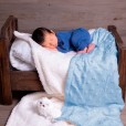 Cobertor Infantil Para Menino Hearts Azul Bebê Com Sherpa Laço Bebe