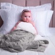Cobertor Infantil Para Menino Hearts Cinza Com Sherpa Laço Bebe