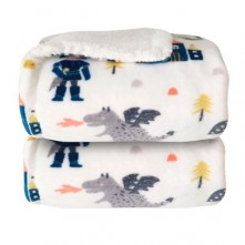 Cobertor Infantil Plush Cavaleiro Branco Laço Bebe