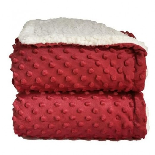 Cobertor Infantil Microfibra Plush Sherpa Pontos Vermelhos