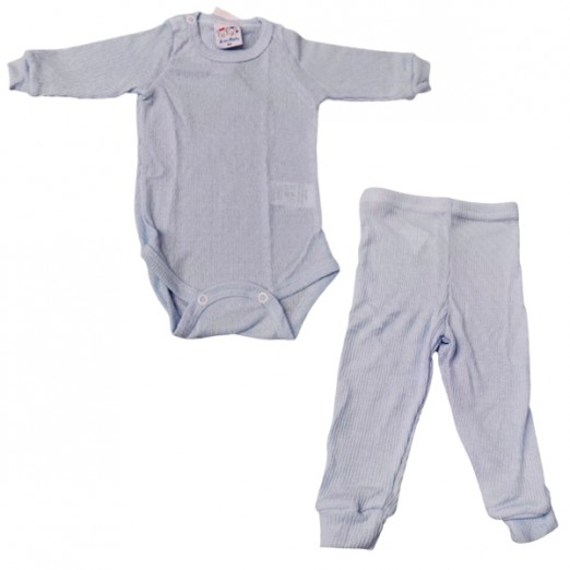 Conjunto Body e Calça Infantil Azul Liso Tecido Leve Masculino G RoseBud