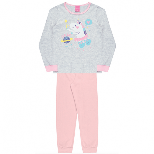 Conjunto Pijama Infantil Feminino Cor Off Mescla Angel Tamanho 6 Anos Kamylus
