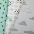 Kit Cueiro Flanelado Bebê De Algodão Estampado Panda Papi Branco e Verde