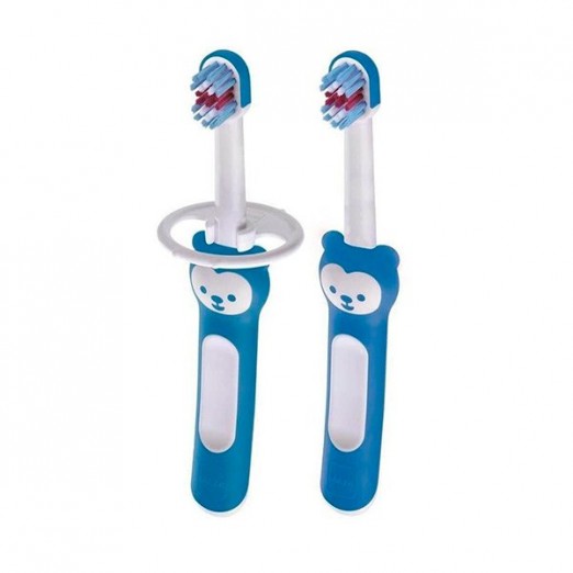 Kit escovas de dentes  baby brush ursinho azul mam