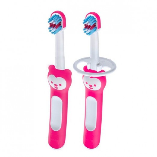 Kit escovas de dentes  baby brush ursinho rosa mam