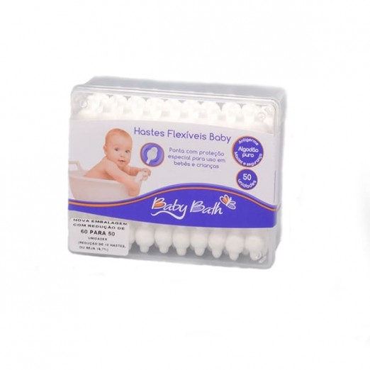Hastes Flexíveis Bebê Baby Bath Algodão Com 50 Unidades