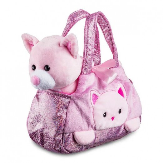 Bolsa Cutie Handbags Com Pelúcia Gato Rosa Multikids 3A+