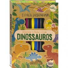 Livro Infantil De Desenho Dinossauros Happy Books