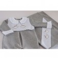 Saída maternidade Infantil Cinza tricotada london Cavalo arte minas bordados