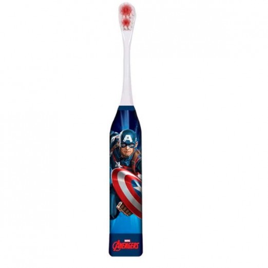 Escova De Dentes Infantil Elétrica Marvel Capitão América Multikids Azul