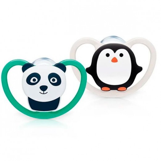 Kit de Chupetas Infantil Tema Panda e Pinguim 6 meses Nuk