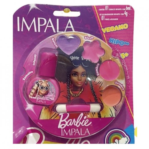 Kit Esmalte E Maquiagem Infantil Para Meninas Barbie Impala