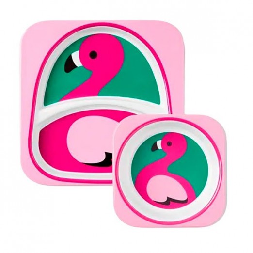 Kit infantil Prato E Bowl Zoo Flamingo Skip Hop