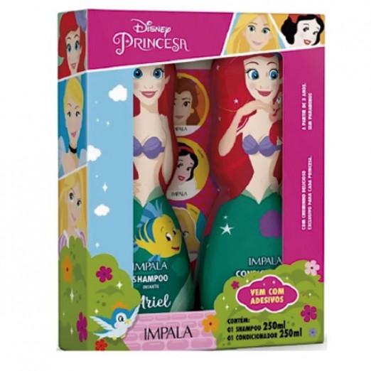 Kit Shampoo E Condicionador Infantil Princesa Ariel Com Adesivo Impala