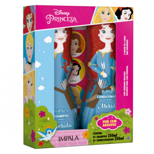 Kit Shampoo E Condicionador Infantil Princesa Merida Com Adesivo Impala