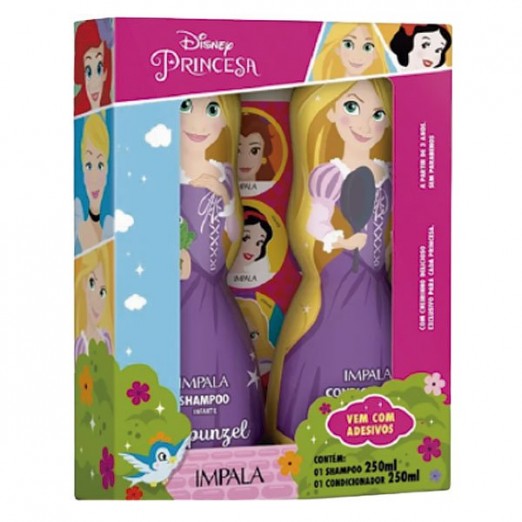 Kit Shampoo E Condicionador Infantil Princesa Rapunzel Com Adesivo Impala