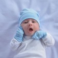 Kit Infantil Touca e Luva de Malha Azul Baby Joy