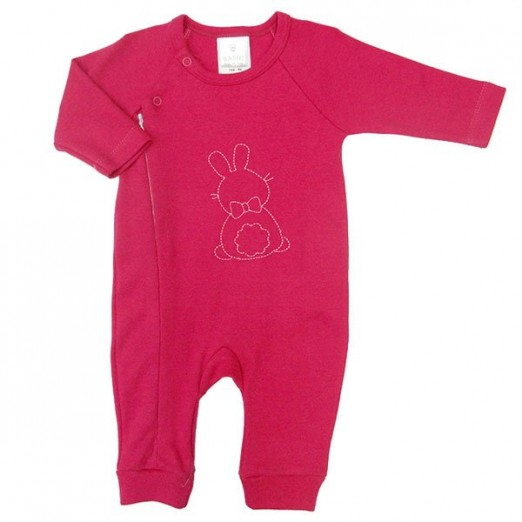Macacão De Bebê Para Menina De Algodão Pink Coelho Baby Fashion Tam RN