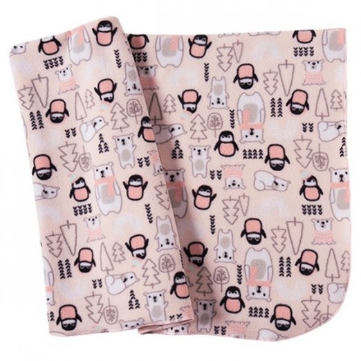 Manta Infantil Para Menina Tecido Soft Estampada Rosa Tip Top 78 x 110cm