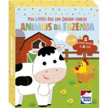 Kit Livro Infantil e Quebra-Cabeças Animais da Fazenda Happy Books