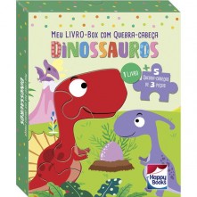 Kit Livro Infantil e Quebra-Cabeças Dinossauros Happy Books