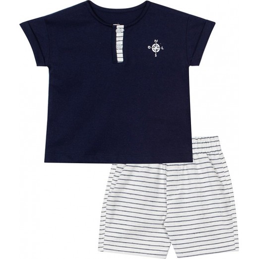 Conjunto Infantil Masculino Camiseta e Bermuda Masculino Marinho 2 Anos  Nini e Bambini