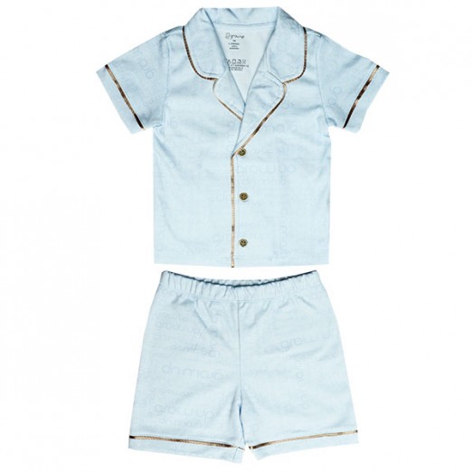 Pijama Masculino Para Bebê Camisa e Short Azul Grow Up Tamanho 01 Ano