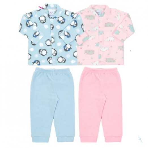 Pijama Bebê Para Menina Estampado Em Poliéster Rosebud Tam M